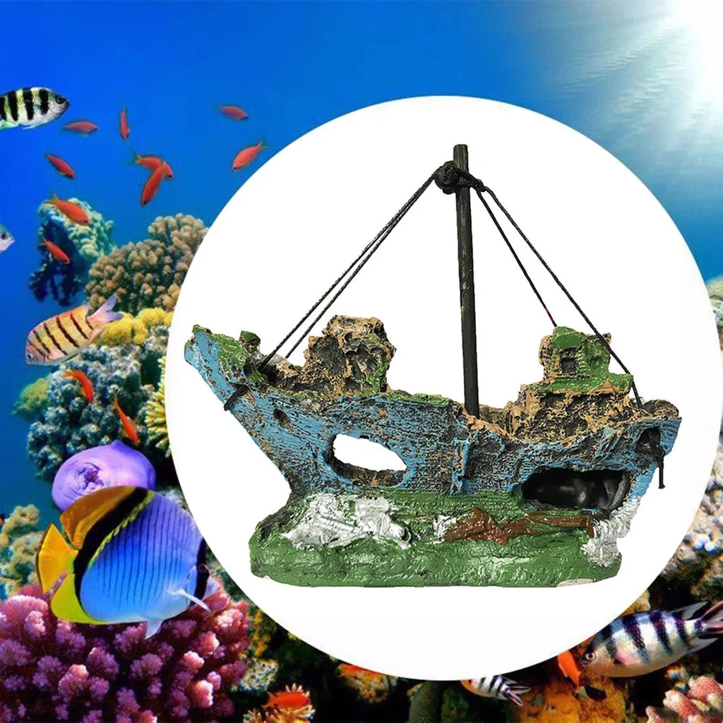 

2021 Hot Aquarium Fish Tank Landscape Pirate Ship Wreck Ship Decor Resin Boat Ornament Aquarium Accessories Decoration #Y5