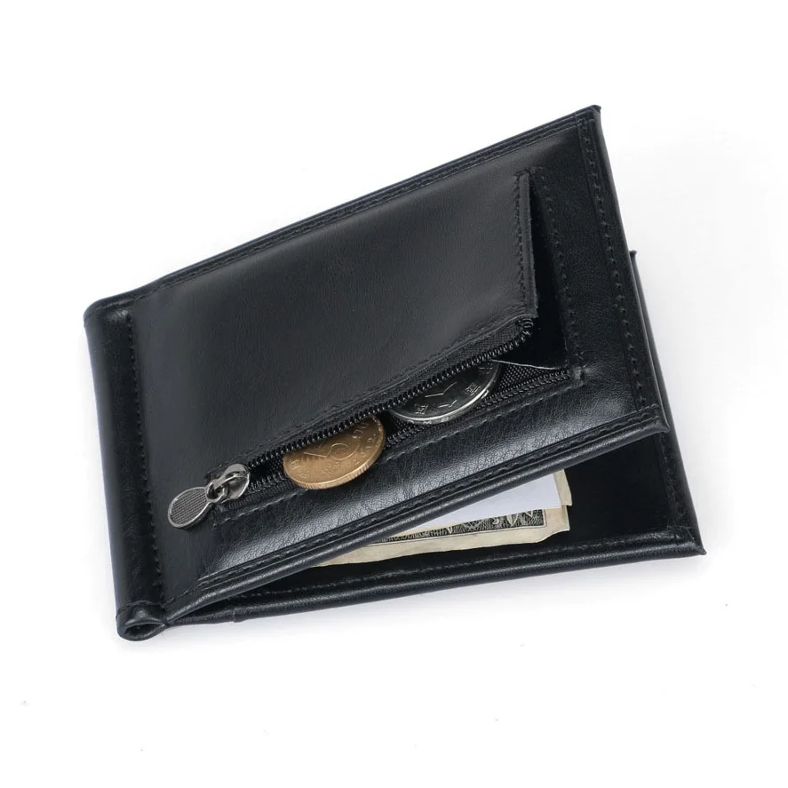 Модные магнитные металлические зажимы для денег мужчин кожаный кошелек банкнот