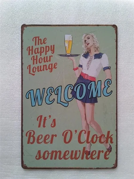 

Beer Bar Waitress Costume Art Wall Stickers Home Decor Wall Decalsmetal Tin Signs Plate Painting 20*30cm