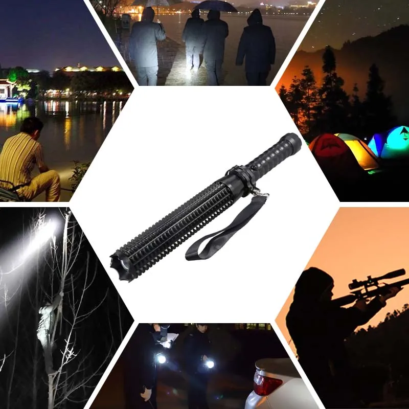 

Q5 Rechargeable Self Defense Lantern Zoomable Telescoping Baton Torch Waterproof 18650 Tactical Flashlight With Charger