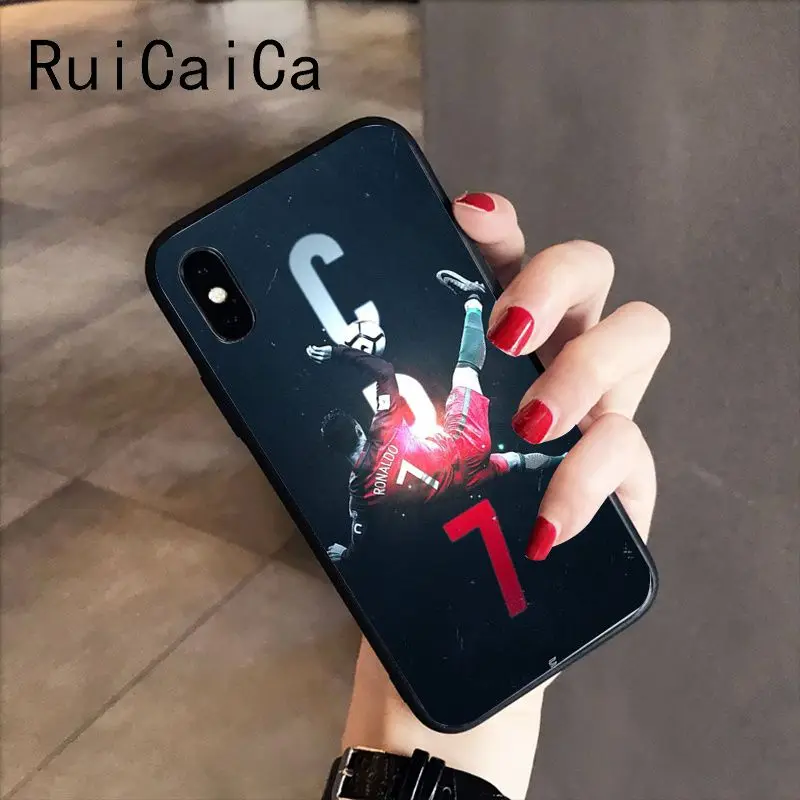 RuiCaiCa CR7 логотип Криштиано Роналду 7 Футбол DIY защитный чехол для телефона для iPhone 8 7 6 6S 6Plus X XS MAX 5 5S SE XR 10 чехол s