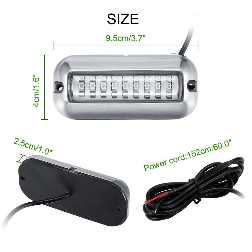 

50W Stainless Steel Fishing Boat LED Underwater Pontoon Ocean Ship Beam Yacht Stern Fishing Flood Night Light Pool Accessories