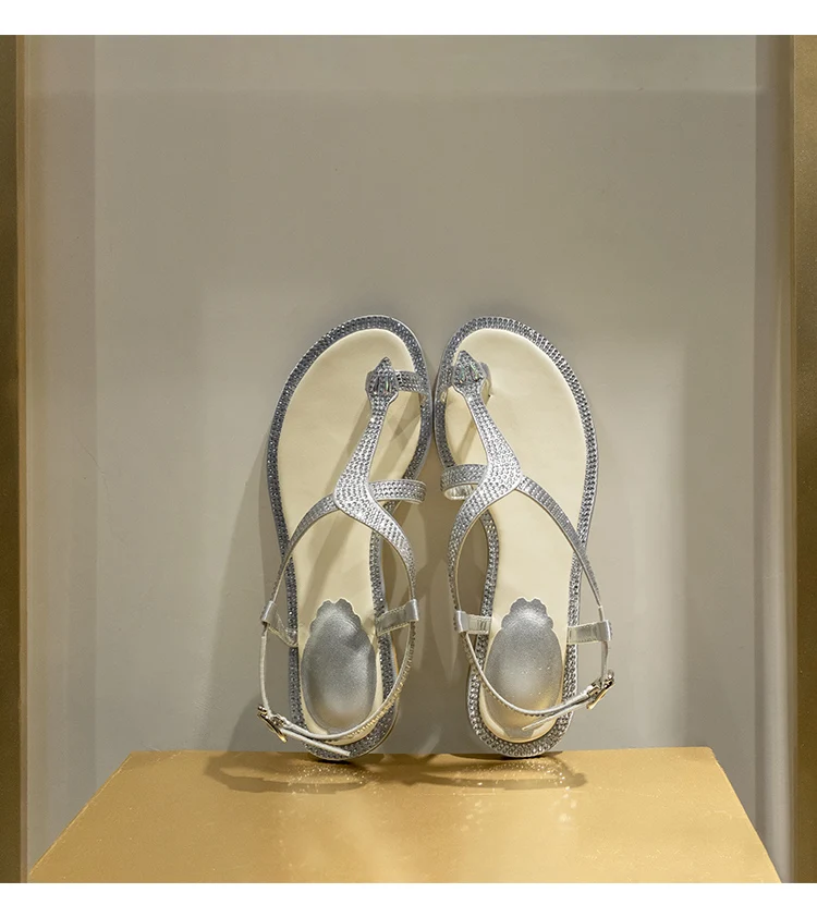 Женские пляжные сандалии с открытым носком кристаллами для отпуска 2020 | Обувь