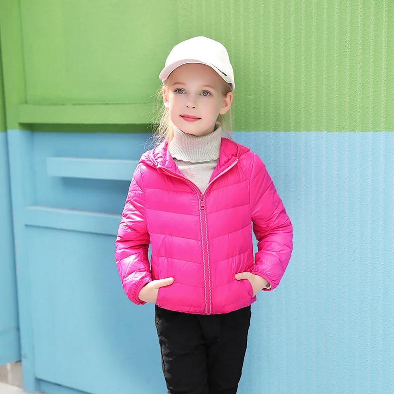 Зимняя Детская куртка 2019 г. Осенне-зимняя Новая легкая теплая пуховая для