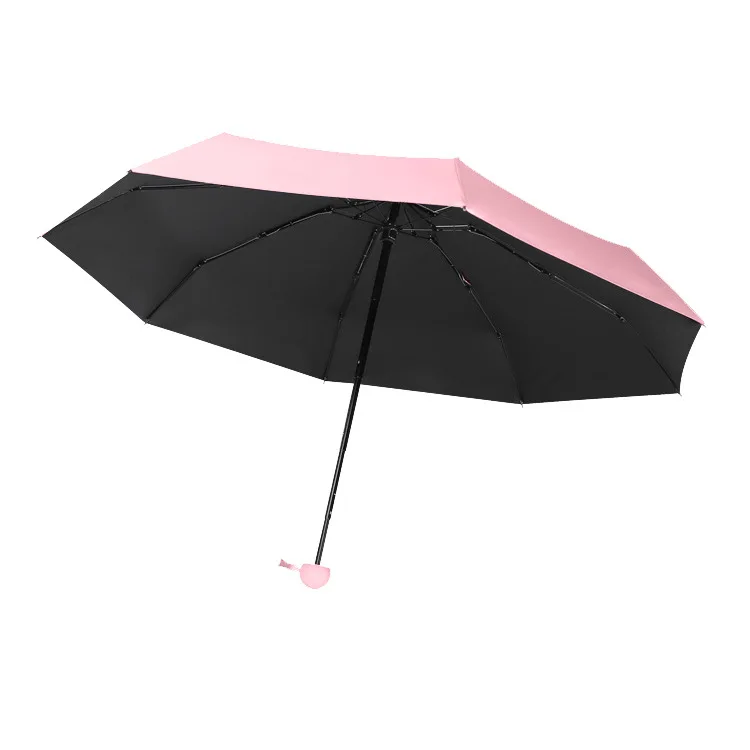 

Mini Pocket Customized Small Fresh Black Glue Sunscreen Umbrella Women's Sun and Rain Dual-use Sunshade 50 Fold Umbrella