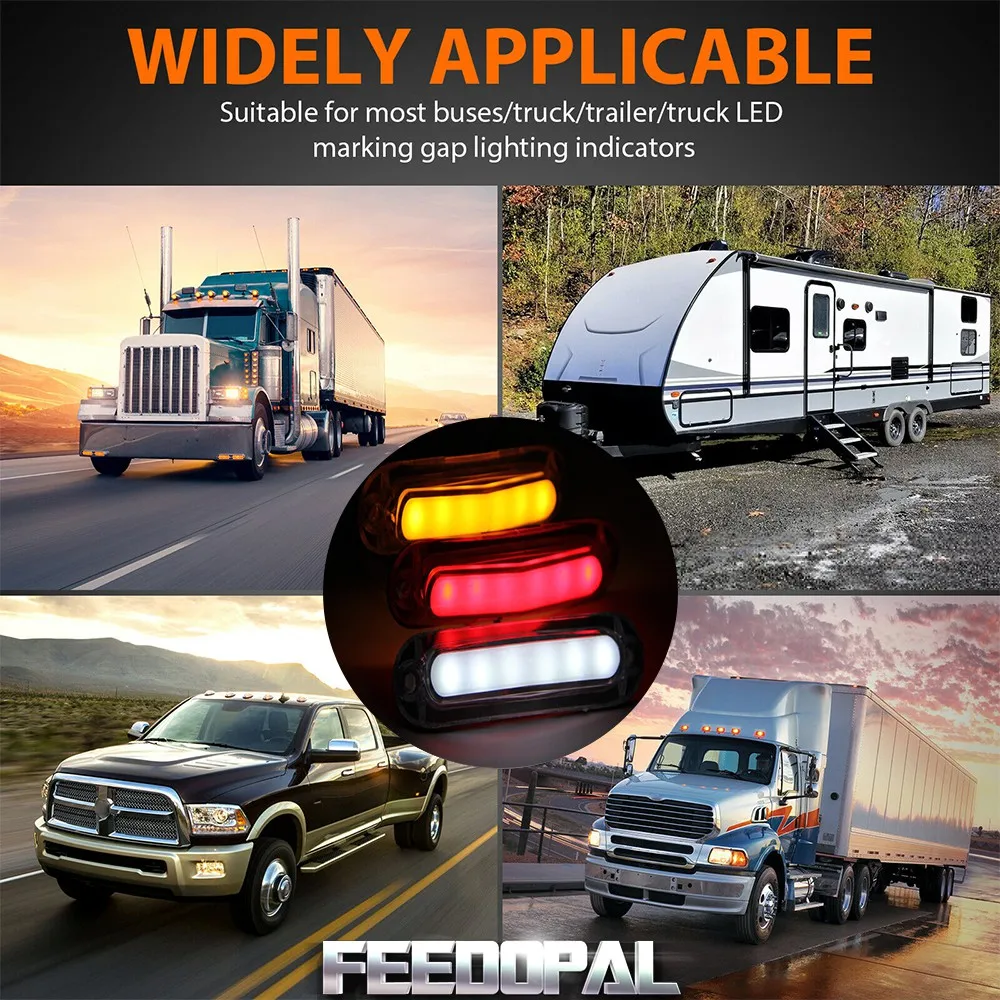 FEEDOPAL 4X 6LED красная овальная боковые габаритные светодиодный индикатор сигнала