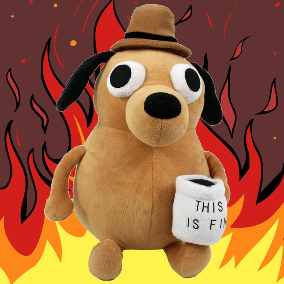 

25CM This is Fine Dog Meme Coffee Plush Toy Soft Funny Stuffed Doll Birthday Gift For Kids Peluches For Pulpos Plush Toy