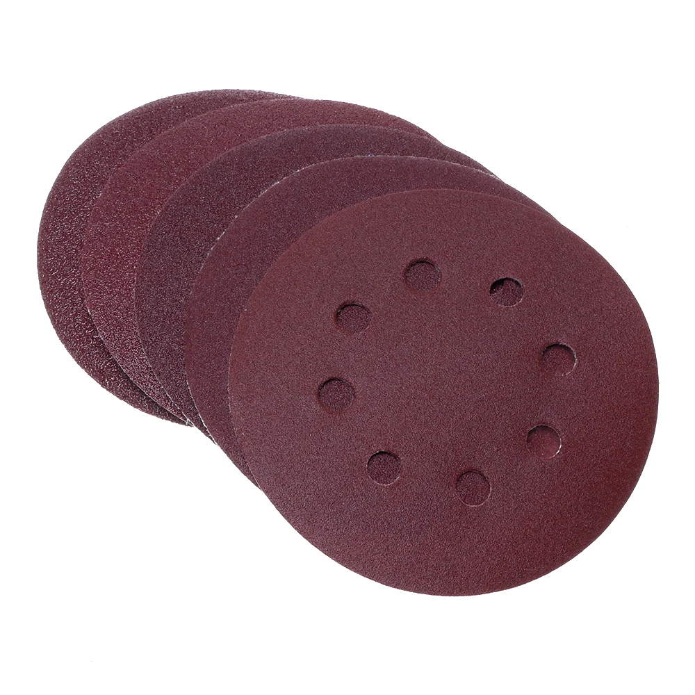 

5pcs 5 Inch 8 Hole Sandpaper Round Shape Sanding Discs Hook Loop Sanding Paper Buffing Sheet Sandpaper Sander Polishing Pad