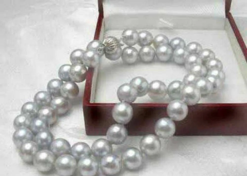 

Charming Hand Made Fashion natural 8-9mm gray pearl 18 inch necklace AAA+