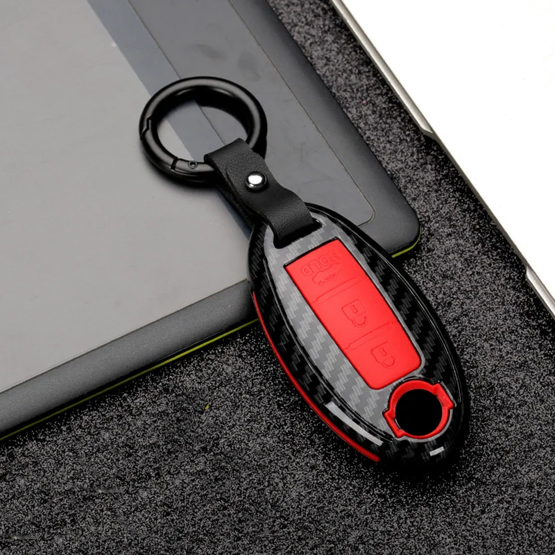 

Durable ABS+Silica gel Carbon fiber Car Remote Key Case Cover For Nissan SylphyTeana Tiida X-Trail Tidda Livida Qashqai keychain