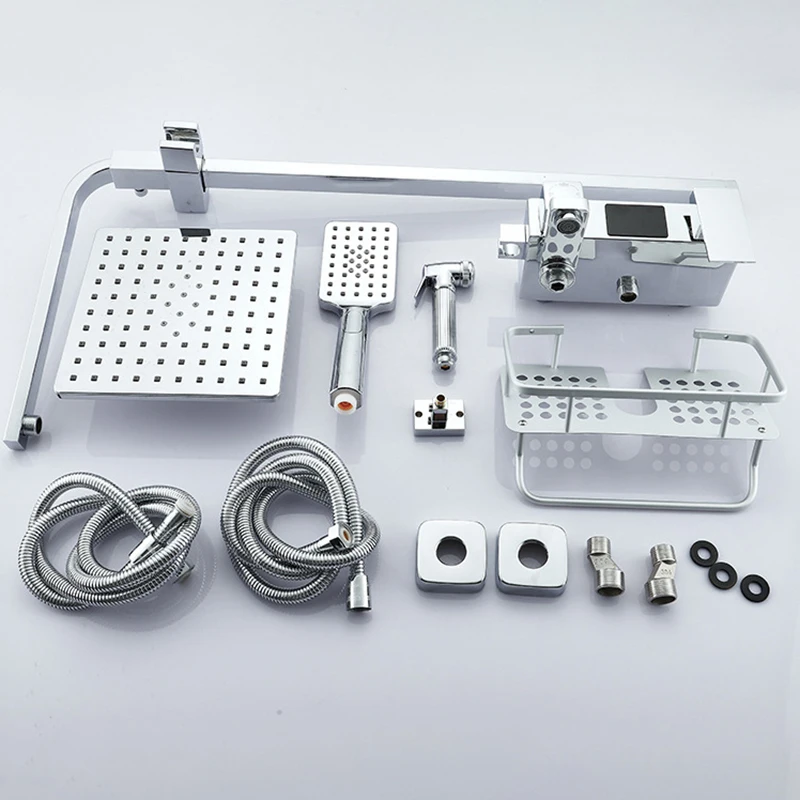 Conjunto Ducha настенный черный набор для душа латунный цифровой дисплей смеситель