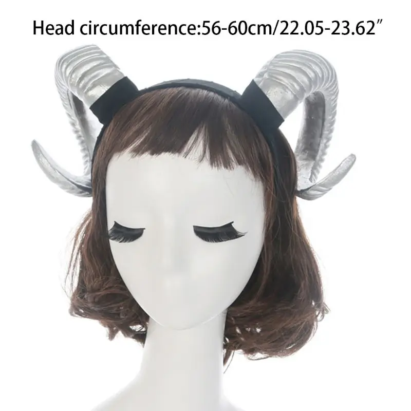 

Gothic Halloween Women Girls Headband Sheep Horn Forest Animal Cosplay Costume Hair Hoop Demon Evil Plastic Party Photo Props