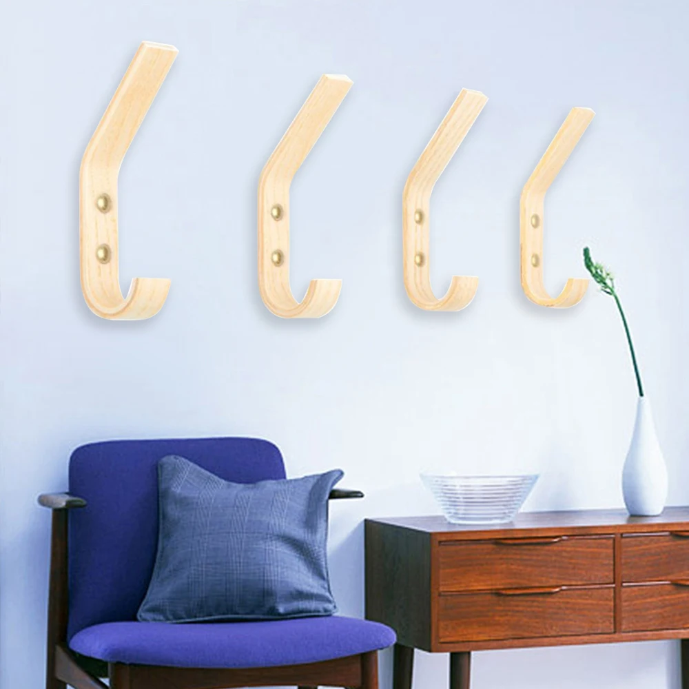 4 шт. натурального дерева вешалка для одежды настенный крючок декоративный