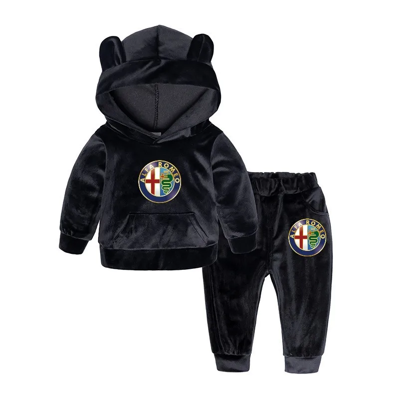 Детская одежда золотой бархатный костюм Alfa Romeo толстовка с капюшоном для