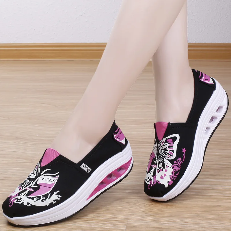 

Ethnic Style Women Shoes Platforms Canvas Shoes Loafers Sneaker Wedges Fashion Casual Shoes Sneakers Slip on Shoes for Women