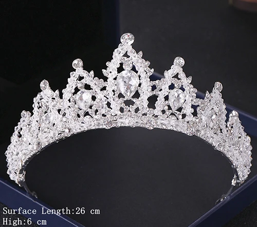 Silver В стиле барокко с украшениями в виде серебристых кристаллов и короны, свадебные аксессуары для волос свадебный венец тиара свадебная диадема головной убор Для женщин украшения для волос - Окраска металла: Silver