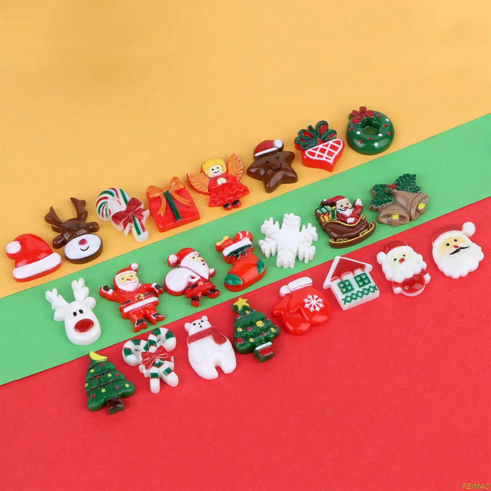 

100 Pieces Christmas Resin Flatbacks Xmas Art Flatback Embellishments Christmas