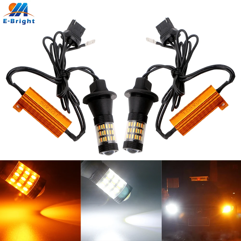 10 шт. (5 комплектов) 12 В Canbus 4014 60 SMD Led 1156 BA15S BAU15S 3156 7440 двухцветный дневной индикатор