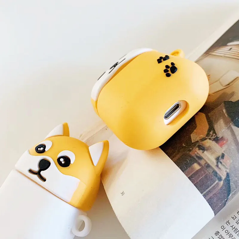 Чехол EKONEDA с мультяшным рисунком Шиба ину собак Хаски для Airpods, силиконовый мягкий чехол с милыми животными для Airpods