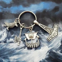 punk viking hammer keychain ragnarok god of war metal keyrings kratos guardian accessories jewelry gift for men kid
