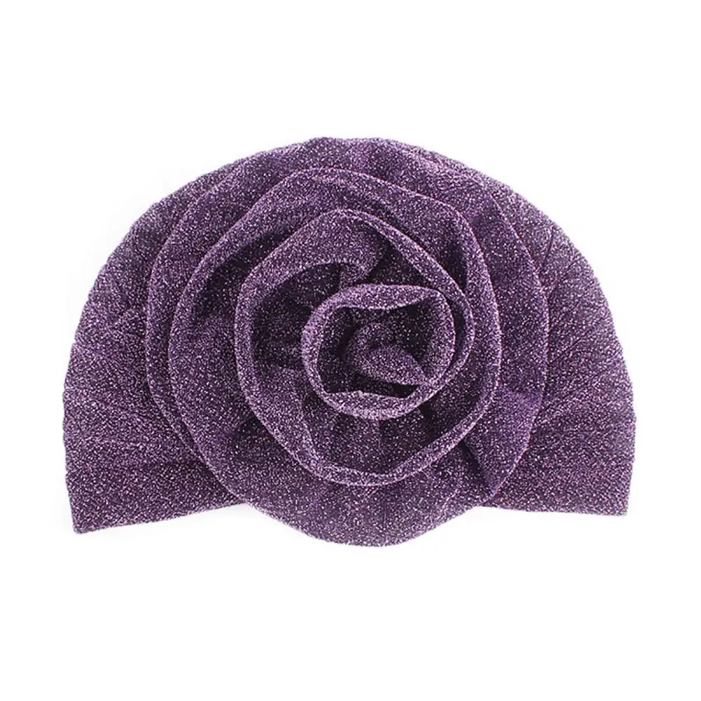 

Fashion Women Headscarf Hats Big Flower Glitter Hat Cap Flower Decor Head Wrap Headwear Gift Elastic Party Hair Accessories New