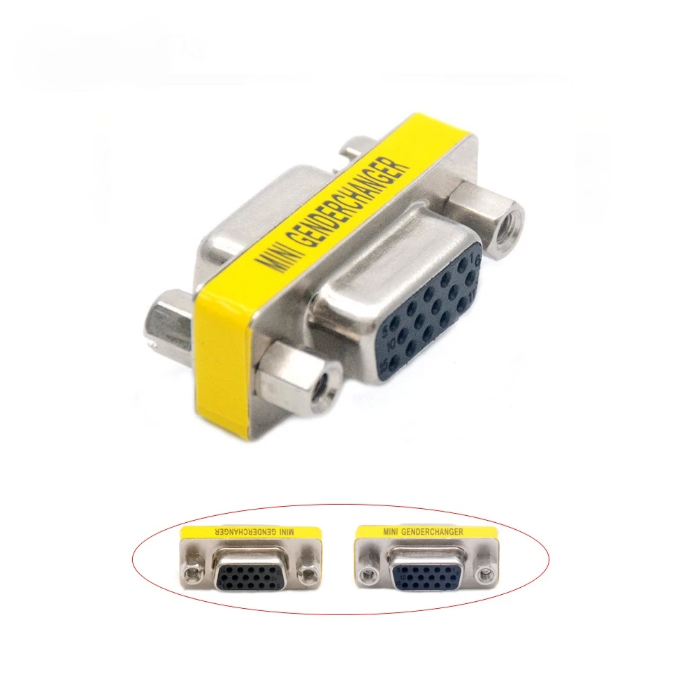 

15 pin D-Sub VGA HD SVGA Female to Female MINI Gender Changer Adapter PC VGA Connector DB15 F/F Cable Extend Converter