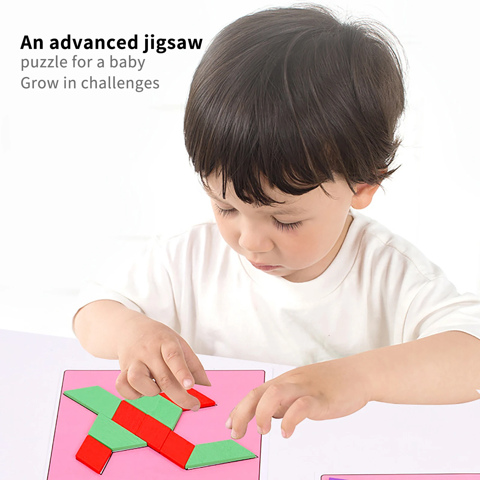 

Baby Early Educational Learning Toys Wooden Montessori Geometric Clever Board Puzzle 3D Tangram Jigsaw Board Toy Child Game Gift