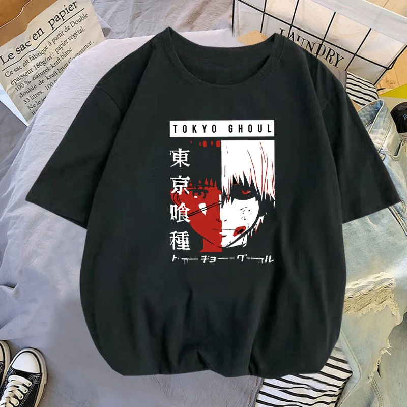 Одежда с надписью Tokyo Ghoul Аниме Манга Готическая футболка для косплея канеки кэна