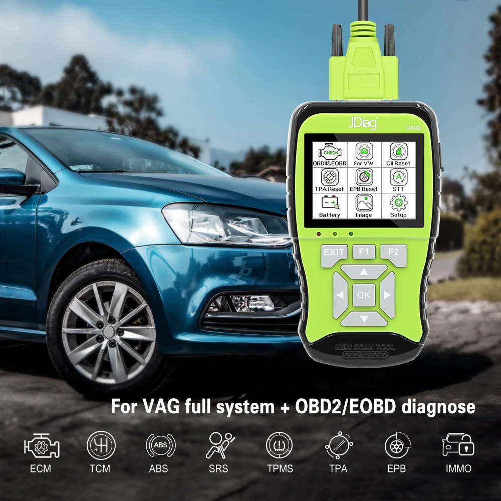 JDiag 3in1 V600/V600B для VAG полный Системы 12V Батарея тестер OBD OBD2 автомобильный