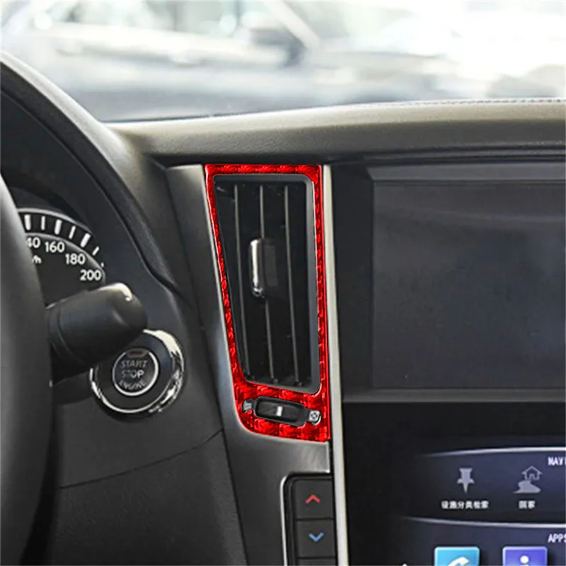 

2Pcs Red Carbon Fiber Interior Console Air Vent Outlet Cover For Infiniti Q50 Q60 2014-19 Car Accessories