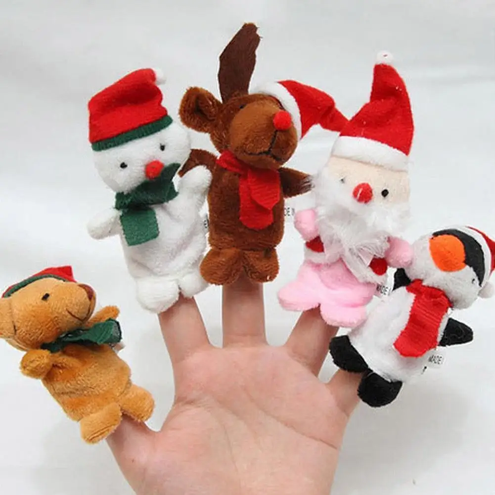 

Christmas Finger Puppet Snowman Animal Educational Gift Stuffed Children Cartoon Theater Year Plush New Toys Animal Hand Do B6G8