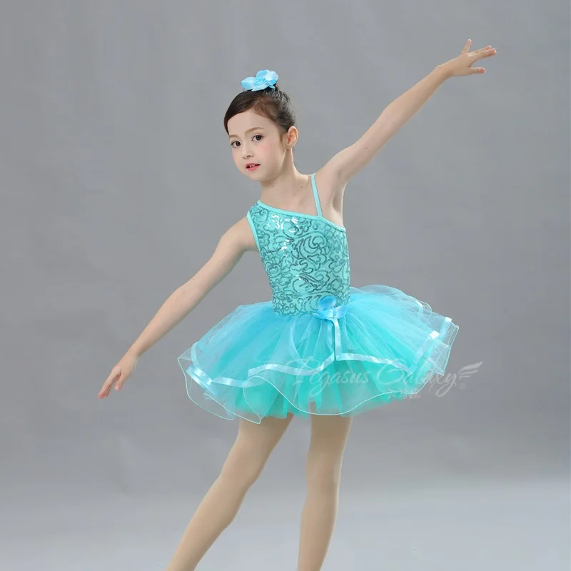 

H2693 Children Ballet Dancing Dress Girl Professional Performance Show Stage Dancewear Cute Blue Pancake Tutu Dresses Clothes