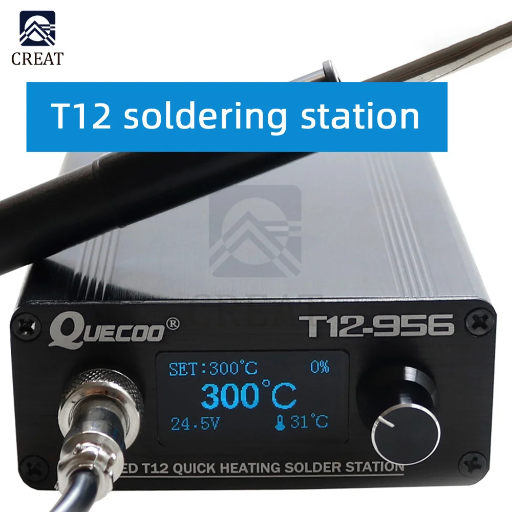QUECOO T12-956 Soldering Digital Station Electronic Iron OLED 1.3inch with Black M8 Handle and T12 Tips | Электронные компоненты