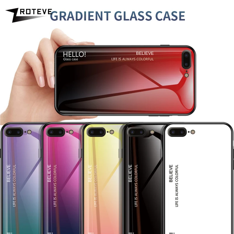 8 7 Case Zroteve Luxury Silicone Frame Glass Coque For Apple iPhone Plus Discolor Tempered Cover |