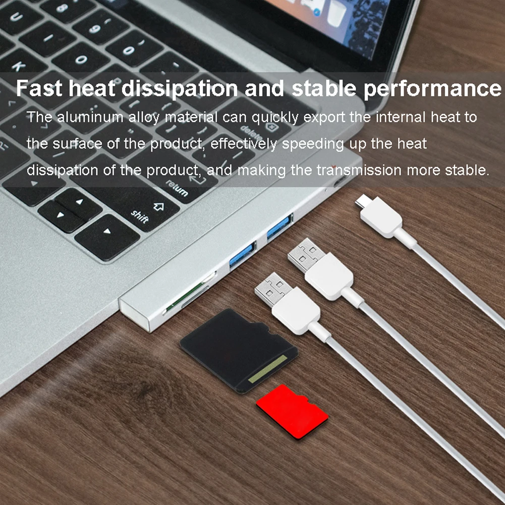 USB-C Hub с USB 3.0 портами s и кардридером SD/TF совместим новым MacBook Air 2021-2016 Pro