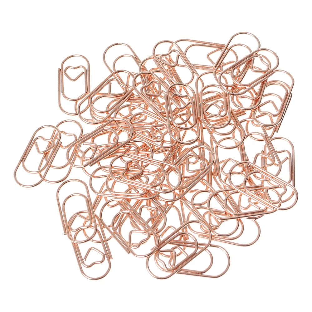 

50pcs/bag The Mini Heart Gold Rose Gold Color Clip Bookmark Metal Office Accessories Paper Clips Patchwork Clip