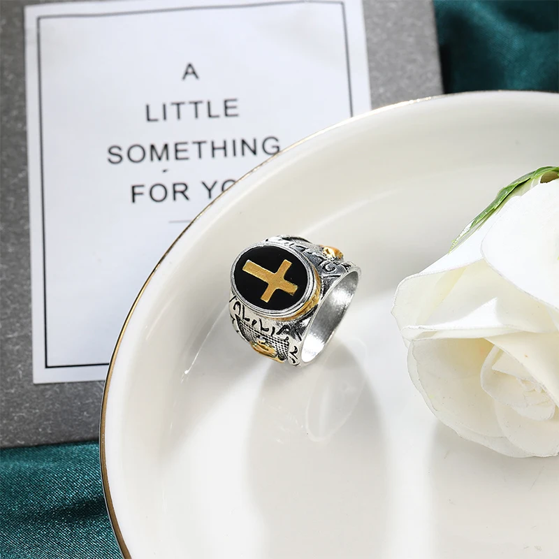 Горячая Распродажа винтажное серебряное золотое черное двухцветное кольцо со