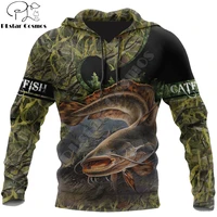 catfish fishing water camo 3d printed mens hoodie harajuku streetwear pullover hoodies autumn unisex jacket tracksuits dw0171