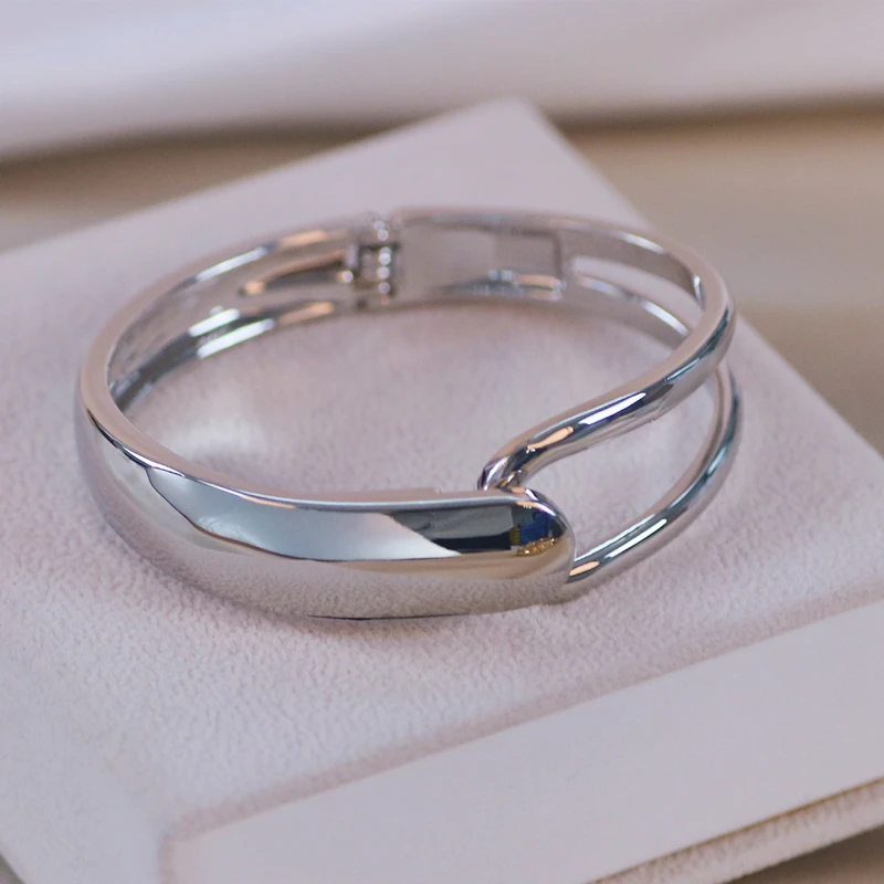 Новый дизайн простой металлический Открытый браслет геометрической формы для