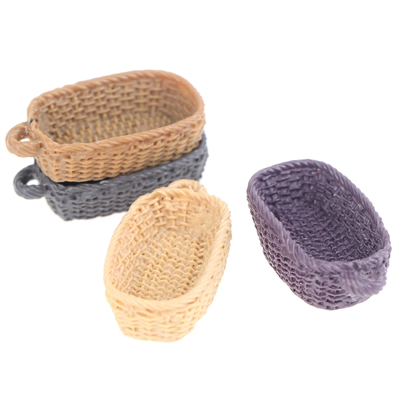 

1:12 миниатюрная полимерная корзина для хлеба для кукольного домика корзина для хранения еды аксессуары для украшения кукольного домика Нов...