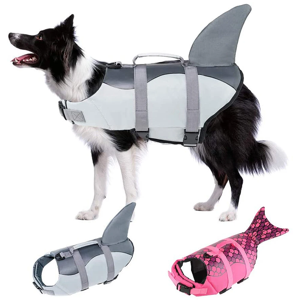 

Dog Life Vest Summer Shark Pet Life Jacket Dog Clothes Dogs Swimwear Dog Safety Swimsuit For Swimming Pool Pet Supplies