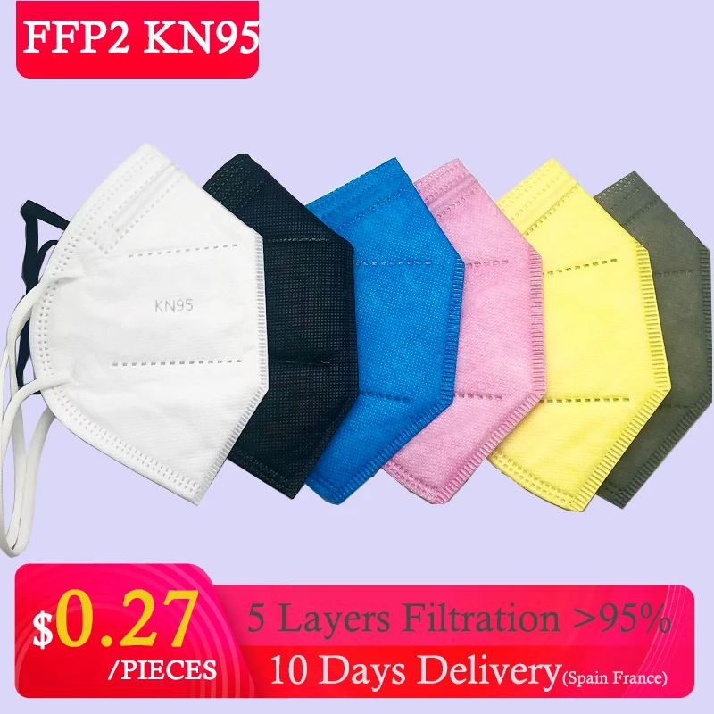 Многоцветный 5-слойный респиратор FFP2 KN95 для детской маски с фильтром