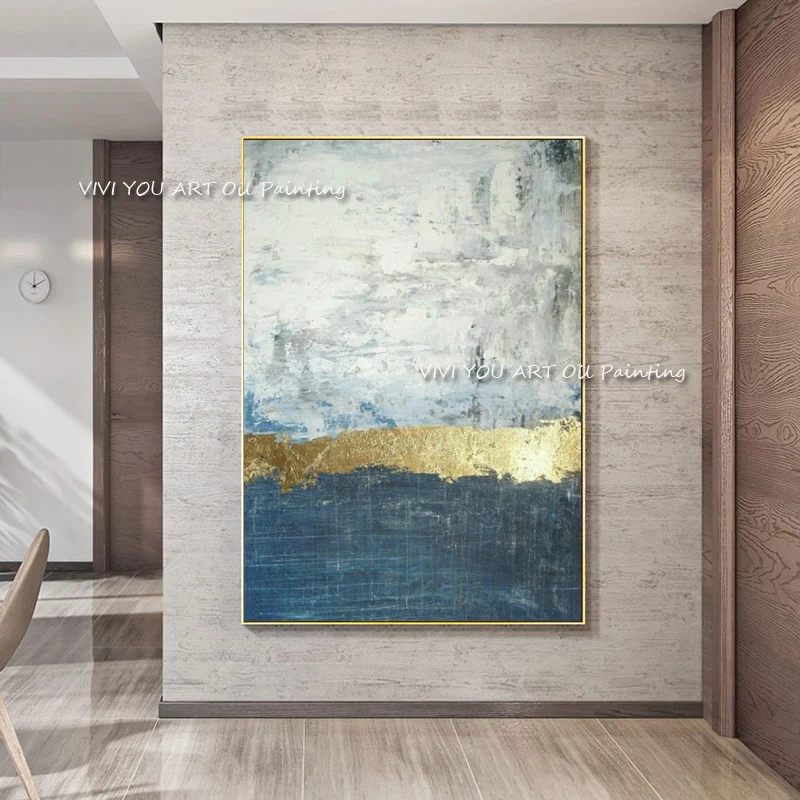 Aritist 100% ручная работа Золотая Великолепная абстрактная живопись большая