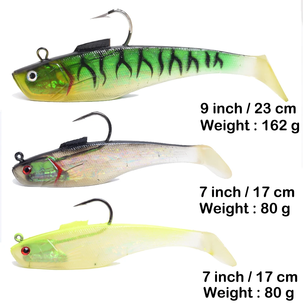 " /17 см, 9"/23 см длина большой плавательный shad super deap морская лодка Троллинг Большая Игра Рыбалка Т Хвост Мягкая приманка с тяжелым острым крючком