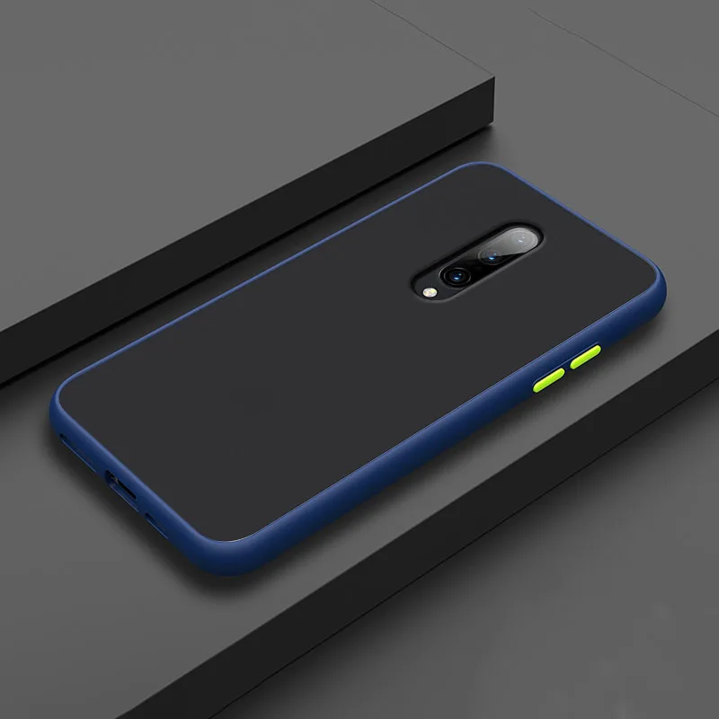 Синий Цветной чехол для OnePlus 7T Pro 7 6T 6 из поликарбоната и мягкого силикона, защитный чехол с кнопками "сделай сам" - Цвет: Синий