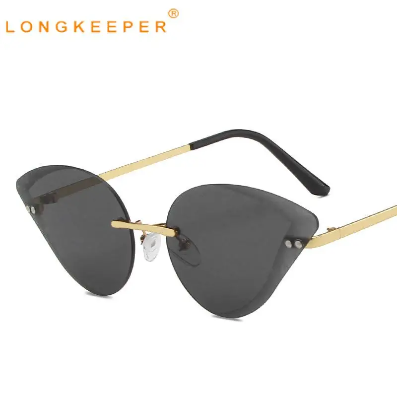 

2022 New Rimless Cat Eye Sunglasses Women Vintage Luxury Designer Frameless Eyeglasses Retro Sexy Eyewear Oculos De Sol UV400