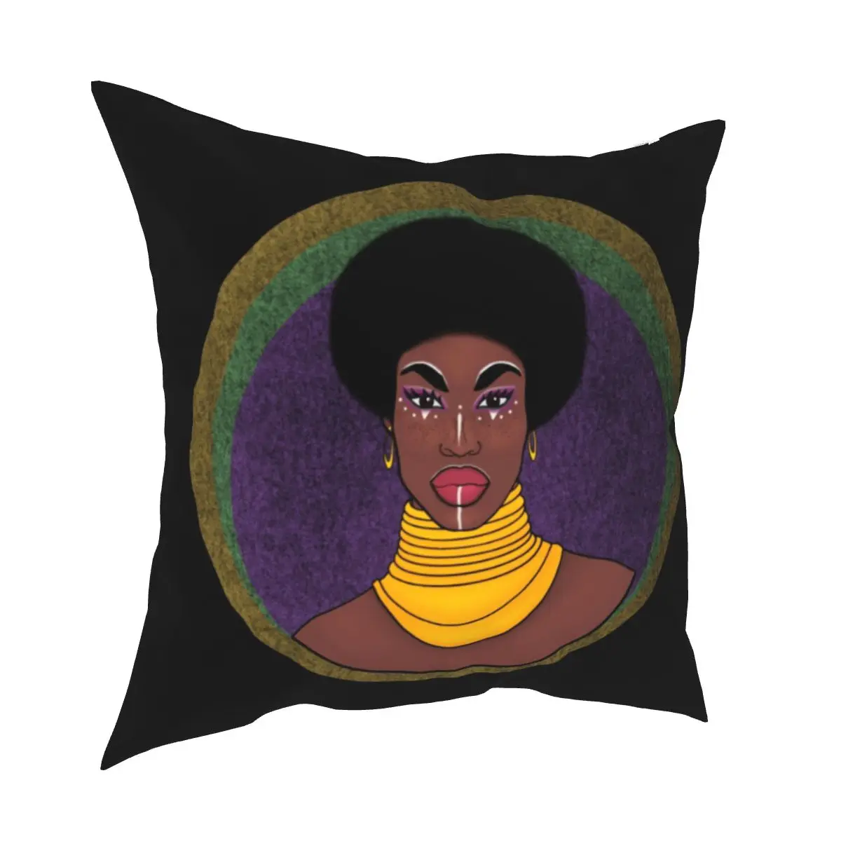 

African Queen Black Women Pillowcase Printing Polyester Cushion Cover Decoration Throw Pillow Case Cover Home Wholesale 45*45cm