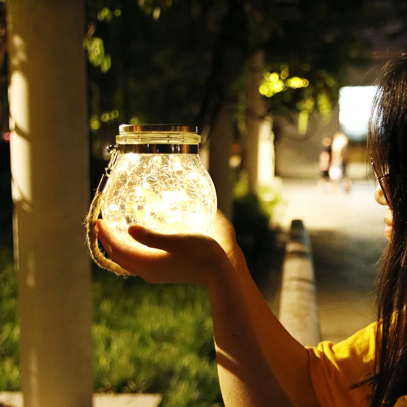 Светильник на солнечной батарее с кристаллами s LED Фонарь в виде банка Мейсона