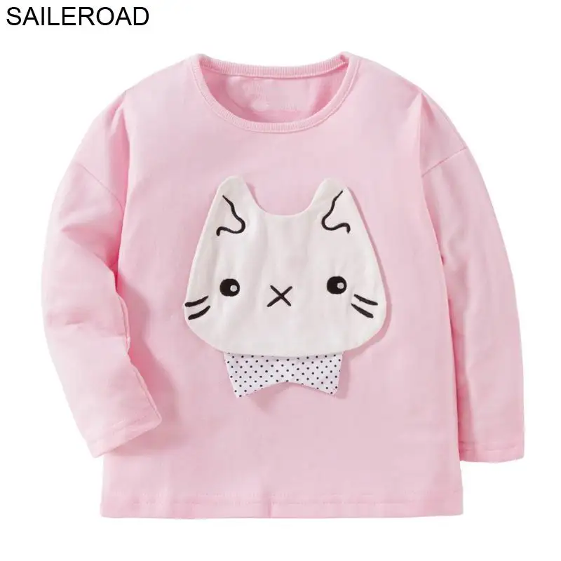 SAILEROAD от 2 до 7 лет Мультфильм Cat Аппликации Девушки Свитера Зимняя Девушка Блузки Свитер Дети Девушка Кардиган Теплая Одежда - Цвет: 3760 same picture