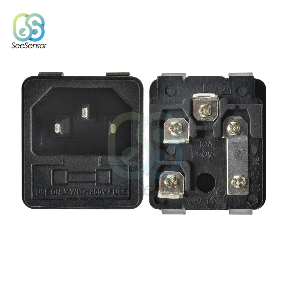 10A 250VAC 3 Pin AC 02 03 входной разъем Мощность Разъем гнездо держателя плавкого